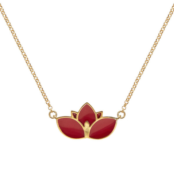 Κολιέ “Λωτός”, 925 επίχρυσο ασήμι με κόκκινο σμάλτο