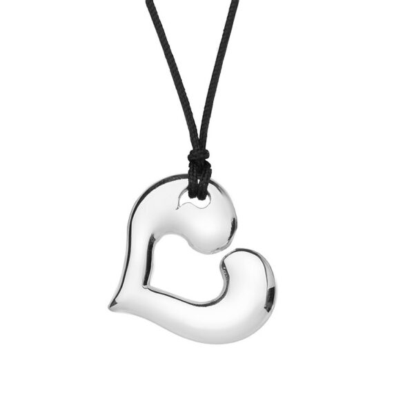 Χειροποίητο Κολιέ Καρδιά με Ταμπελάκι, από μασίφ ασήμι 925, επιπλατινωμένο, σε κορδόνι